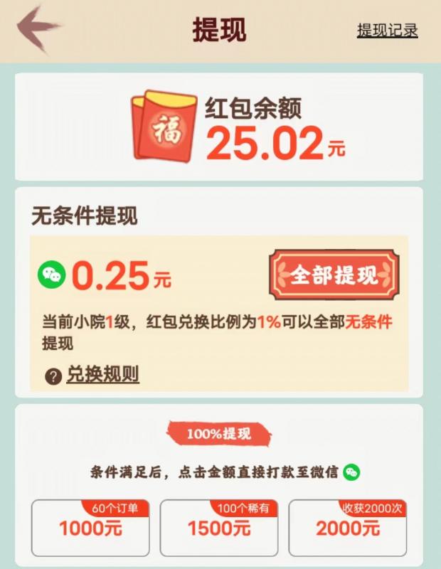 幸福小院游戏赚钱是真的吗？红包可以提现吗？