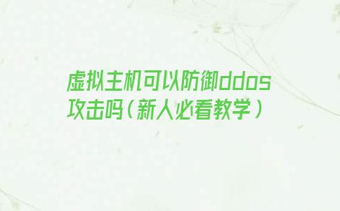 虚拟主机可以防御ddos攻击吗（新人必看教学）